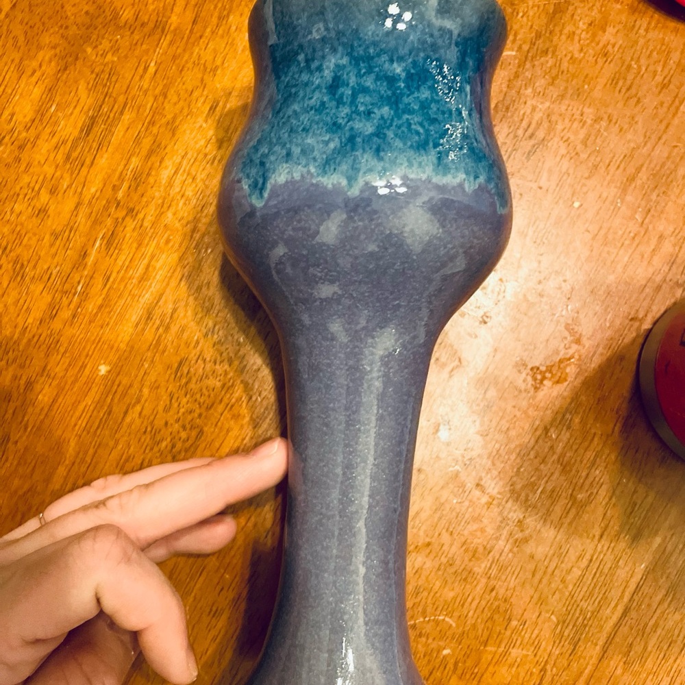 Set Of 2 stoneware Goblets Purple Blue Pottery Decorative Decor - Picture 2 of 5